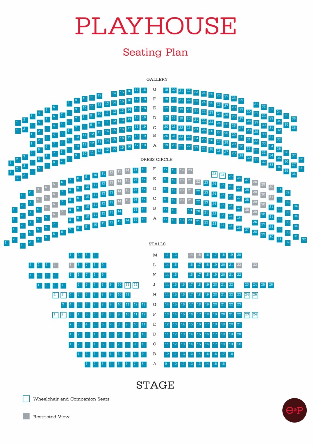 Playhouse Seating Plan E P Your Visit   SS17 Playhouse Seating Plan (Large) 